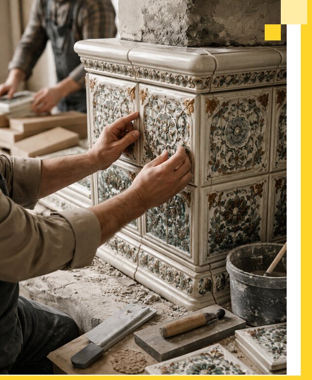 Изразцовые камины под ключ в Ставрополе: проект и монтаж