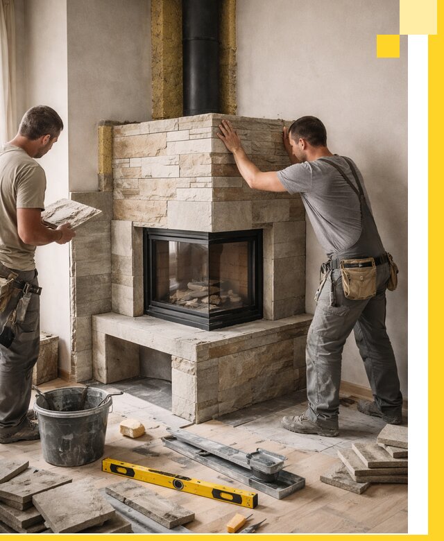 Угловые камины под ключ проект, монтаж и отделка в Ставрополе