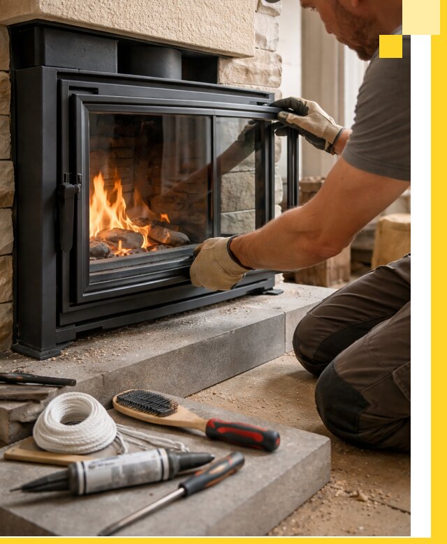 Производство, монтаж и доставка каминов со стеклом в Ставрополе