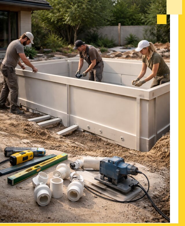 Установка полипропиленовых бассейнов под ключ в Ставрополе