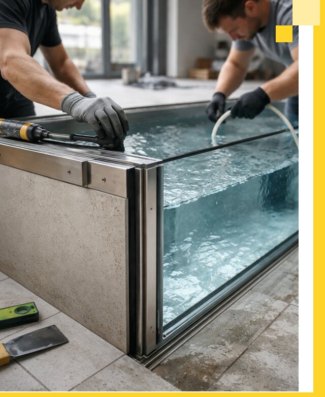 Проектирование и монтаж стеклянных бассейнов в Ставрополе