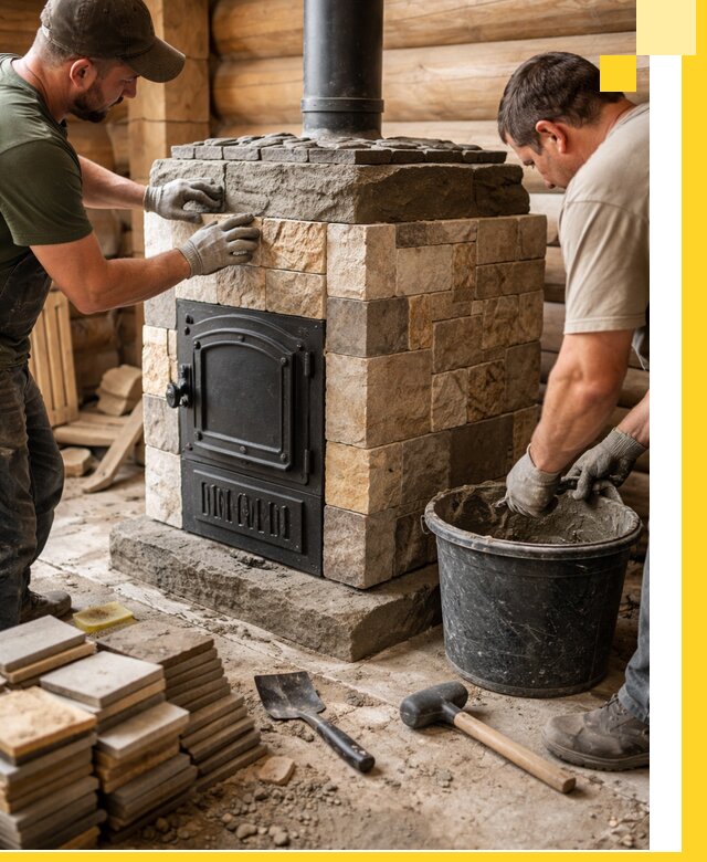 Облицовка банной печи под ключ в Ставрополе: камень и плитка