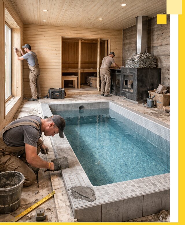 Проект бани с бассейном и сауной в Ставрополе под ключ