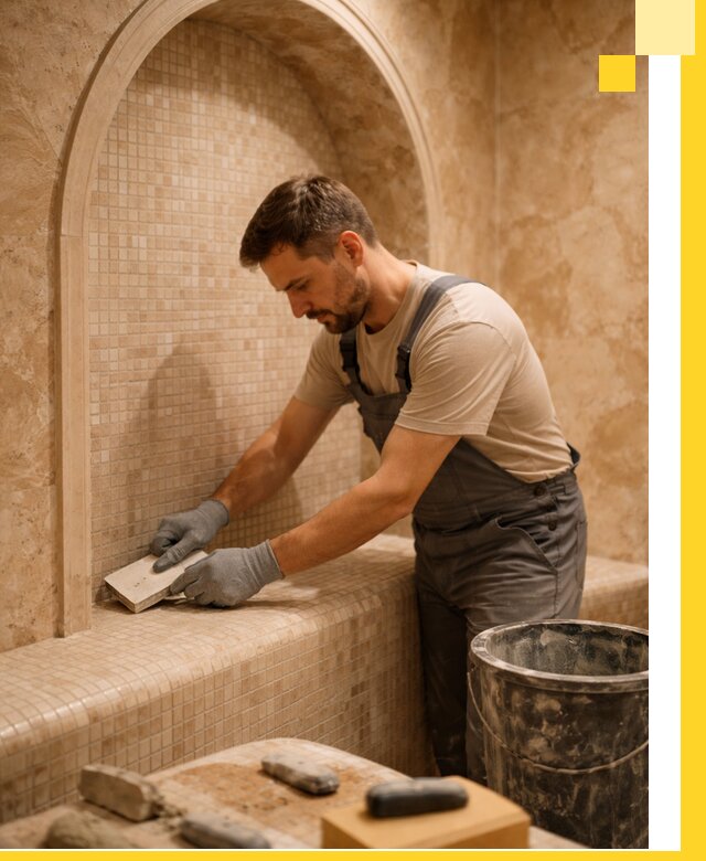 Профессиональная отделка хамамов с мозаикой под ключ в Ставрополе