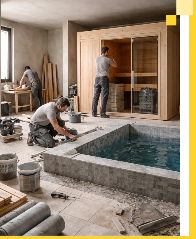 SPA зоны под ключ с бассейном сауной и печью в Ставрополе